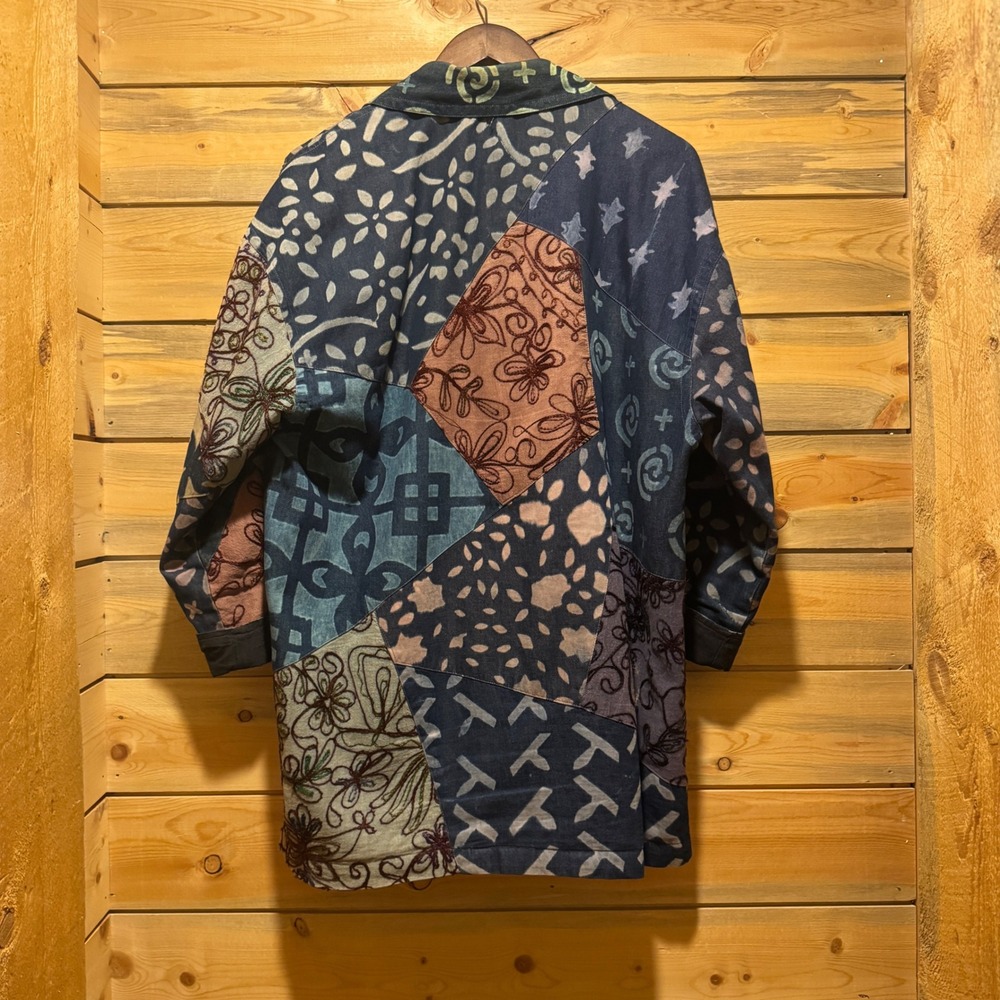 Sacred Threads Patchwork Indigo Blue Cotton Jacke… - image 8